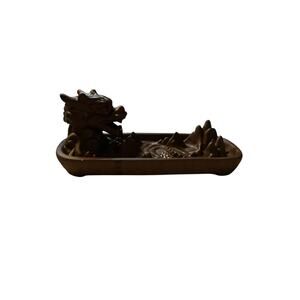 Dragon Head Backflow Incense Burner Brown Ceramic Holds Incense Cones & Sticks